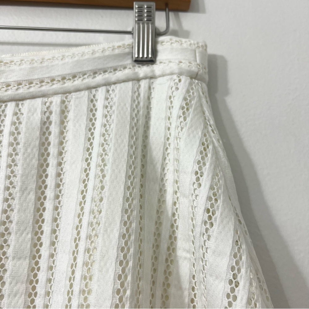 J.Crew 6 White A-Line Lace Eyelet Coastal Preppy Old Money Boho Above Knee Skirt - Picture 3 of 13